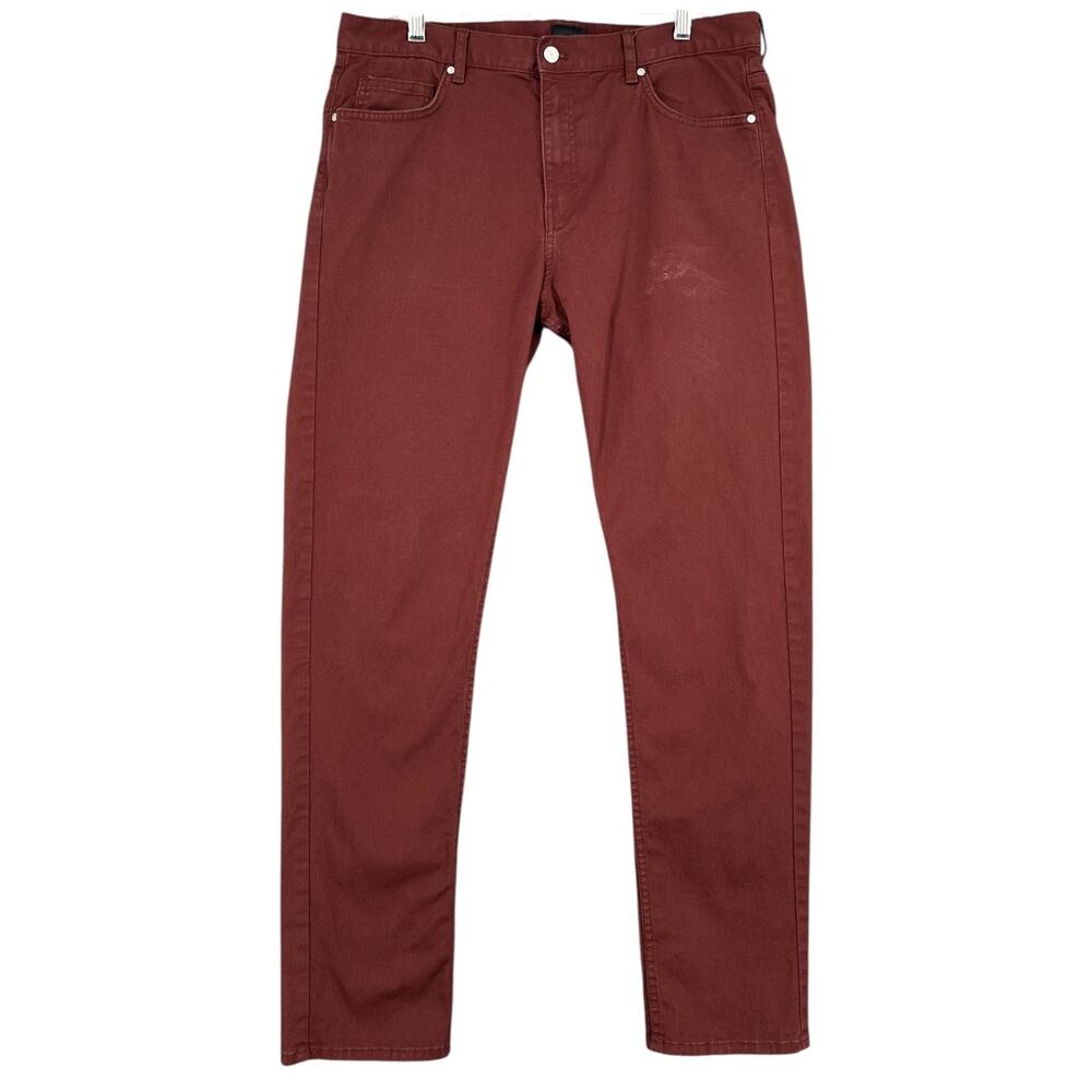 H&M Maroon Rust Five Pocket Slim Fit Distressed Casual Jeans‎ US 33 x 31